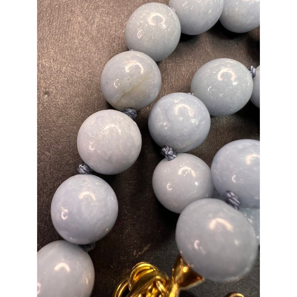 NEW Angelite beaded 18-20 inch necklace with vermeil yellow gold clasp - Picture 8 of 12